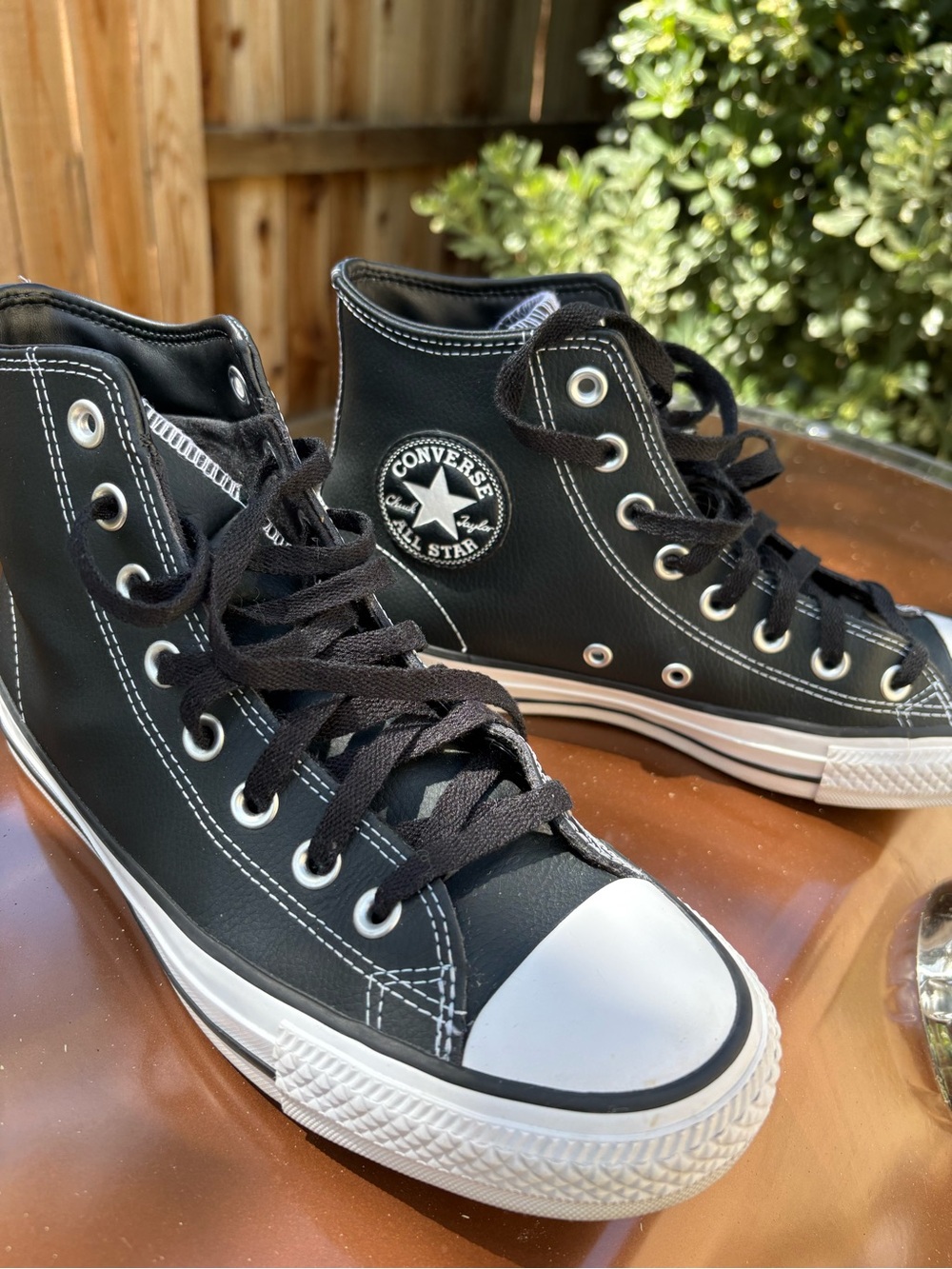 Leather Converse Black & White High Top Sneakers